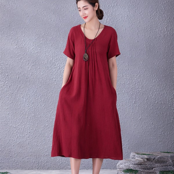 Clearance Summer Cotton Dress Casual Loose Soft Dresses