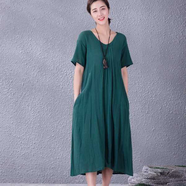 Clearance Summer Cotton Dress Casual Loose Soft Dresses