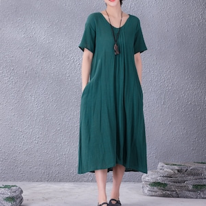 cotton shirt dress with pockets Swing Pocket Dress, Adriatic / M