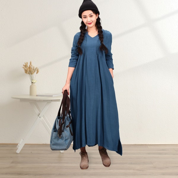 Robe d'hiver en tissu plus épais Robe d'automne Robe chaude Robe en coton plus épais Robes à manches longues Robe d'extérieur XS-6XL (faite main sur mesure, grande taille)