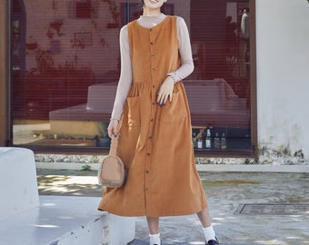 Winter/fall Cotton Corduroy Vest Coat Dress Thicker Shirt Coat