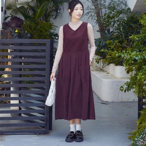 Winter/Fall Vest Dress Warm Cotton Corduroy Dress Sleeveless Dress Tunics Loose Shirt Dress Customized Hand Made Plus Corduroy Midi Dress