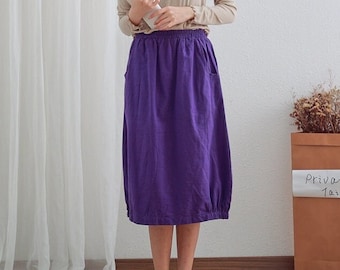 Falda de algodón de verano, faldas sueltas informales, faldas con cintura elástica, faldas midi acampanadas, faldas personalizadas de talla grande, faldas de lino bohemias