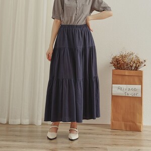 Cotton Pleated High Waist Loose Skirt main image 1