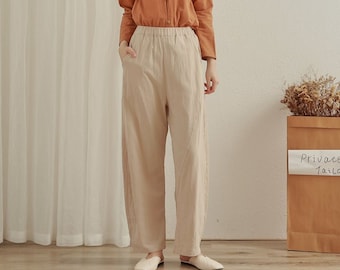 Winter Fall Cotton Thicker Warm Pant Women Elastic Waist Pants Soft Casual Loose Boho Trousers Wide Leg Pant Customized Plus Linen Pants