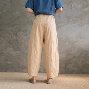 Summer Elastic Waist Cotton Pants Soft Casual Loose Trousers Wide Leg Pant Customized Plus Size Pants Linen Spring Pant image 5