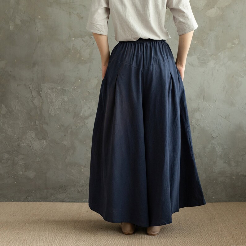 Summer Elastic Waist Cotton Pants Soft Casual Loose Skirt Pant Trousers Wide Leg Pant Customized Plus Size Pants Linen Spring Pant image 6