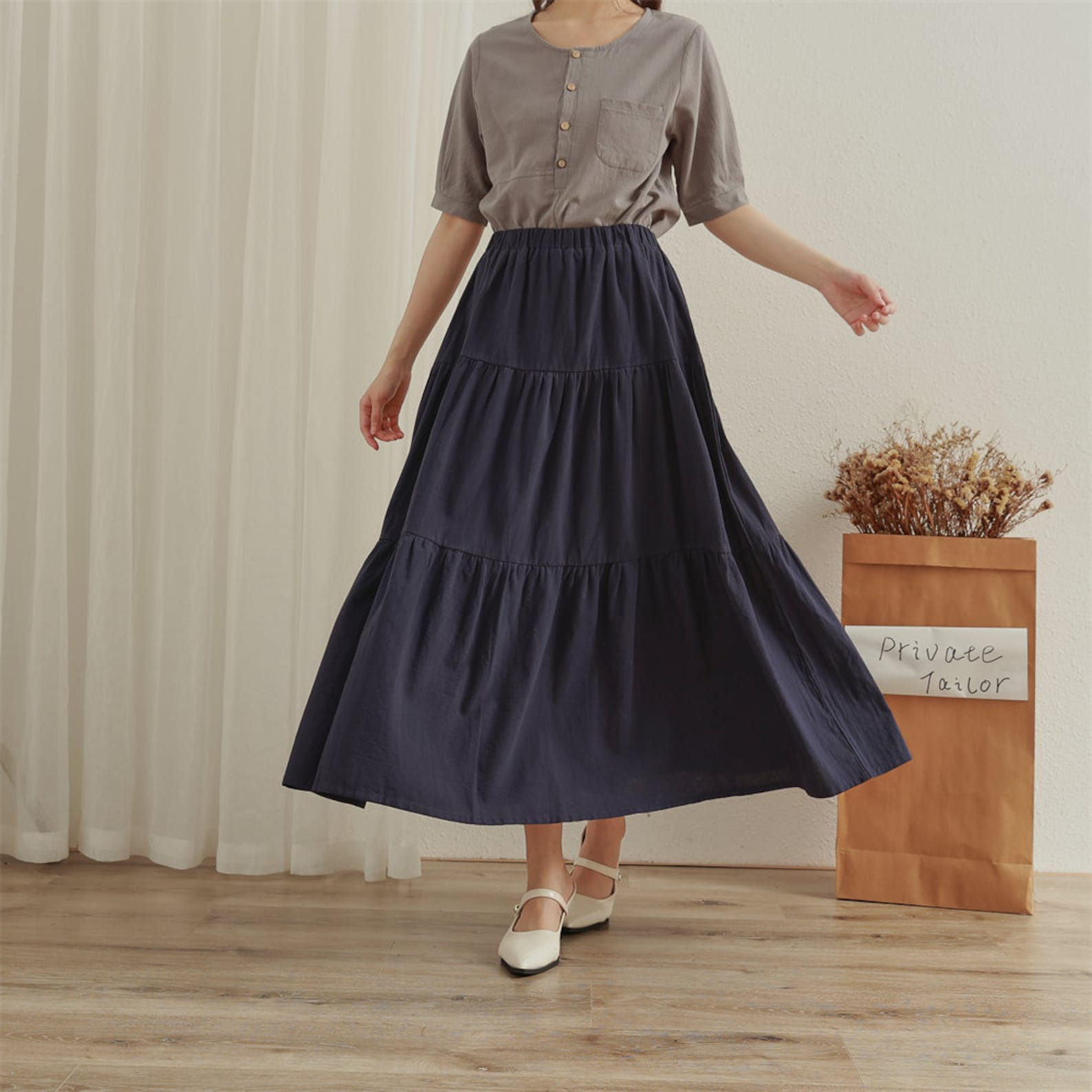 summer-cotton-skirt-casual-loose-skirts-a-line-pleated-elastic-waist