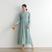 Women Cotton Dress Soft Casual Loose Robes Long Sleeves Shift Dress Boho Maxi Dresses Customized Dress Plus Size Clothing Linen