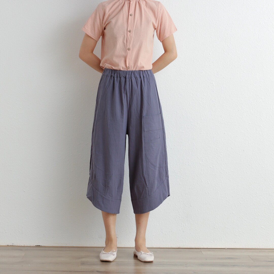 Classy Summer Cotton Elastic Pants Waist Rose Straight main image 0