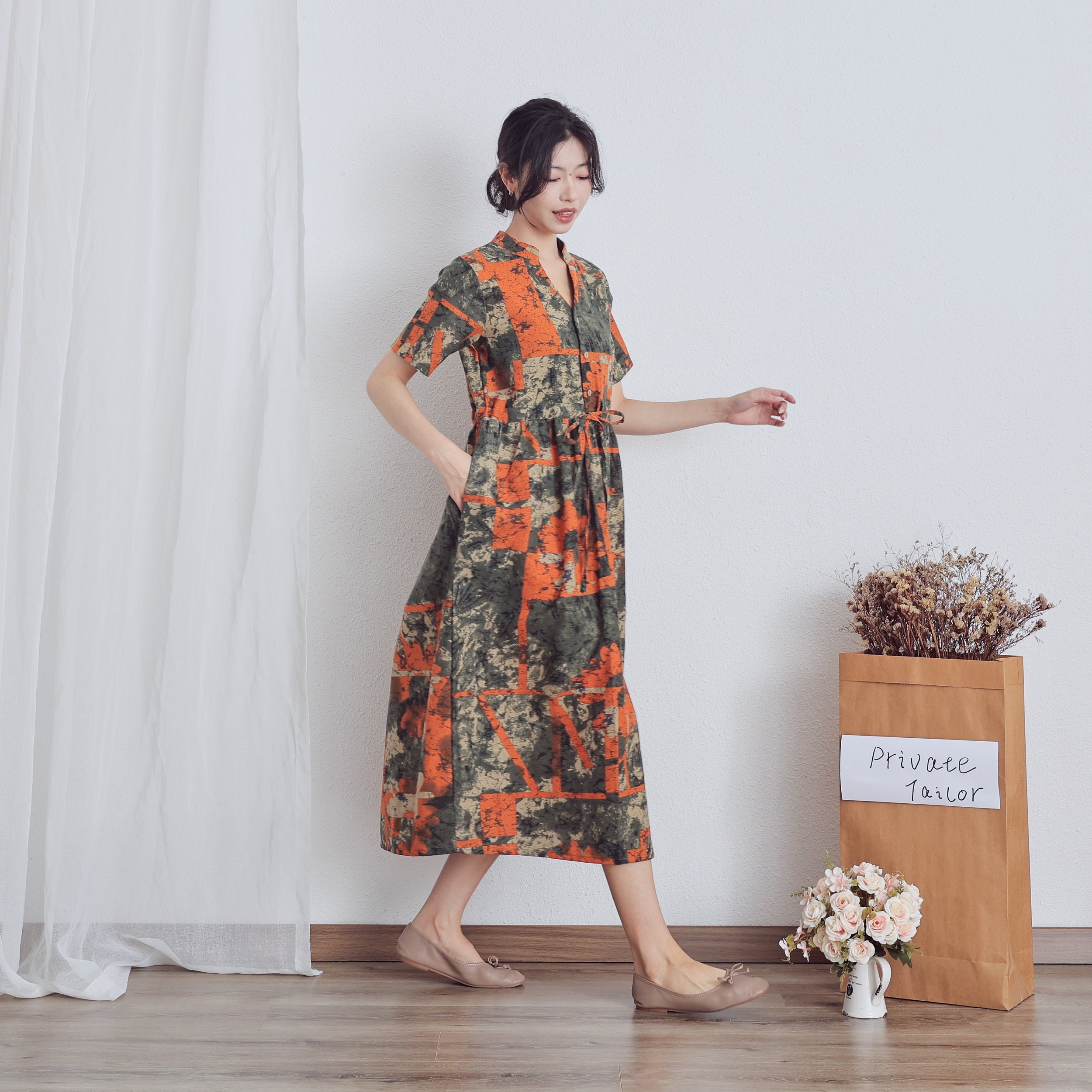 slim fit dress slacks Brown/Print Column Dress main image 0