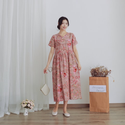 knee length dresses for ladies Elegant Dresses Literature Casual Loose Maxi Party Dresses Cotton Blen main image 0