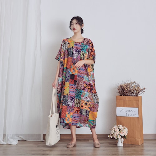 Oversized Dress Summer Dress Printed Cotton Dress Floral Casual Loose Robes Half Sleeves Shift Dress Boho Midi Dresses Customize Linen Dress Oversized Dress Summer Dress Printed Cotton Dress Floral Casual Loose Robes Half Sleeves Shift Dress Boho Midi Dresses Customize Linen Dress