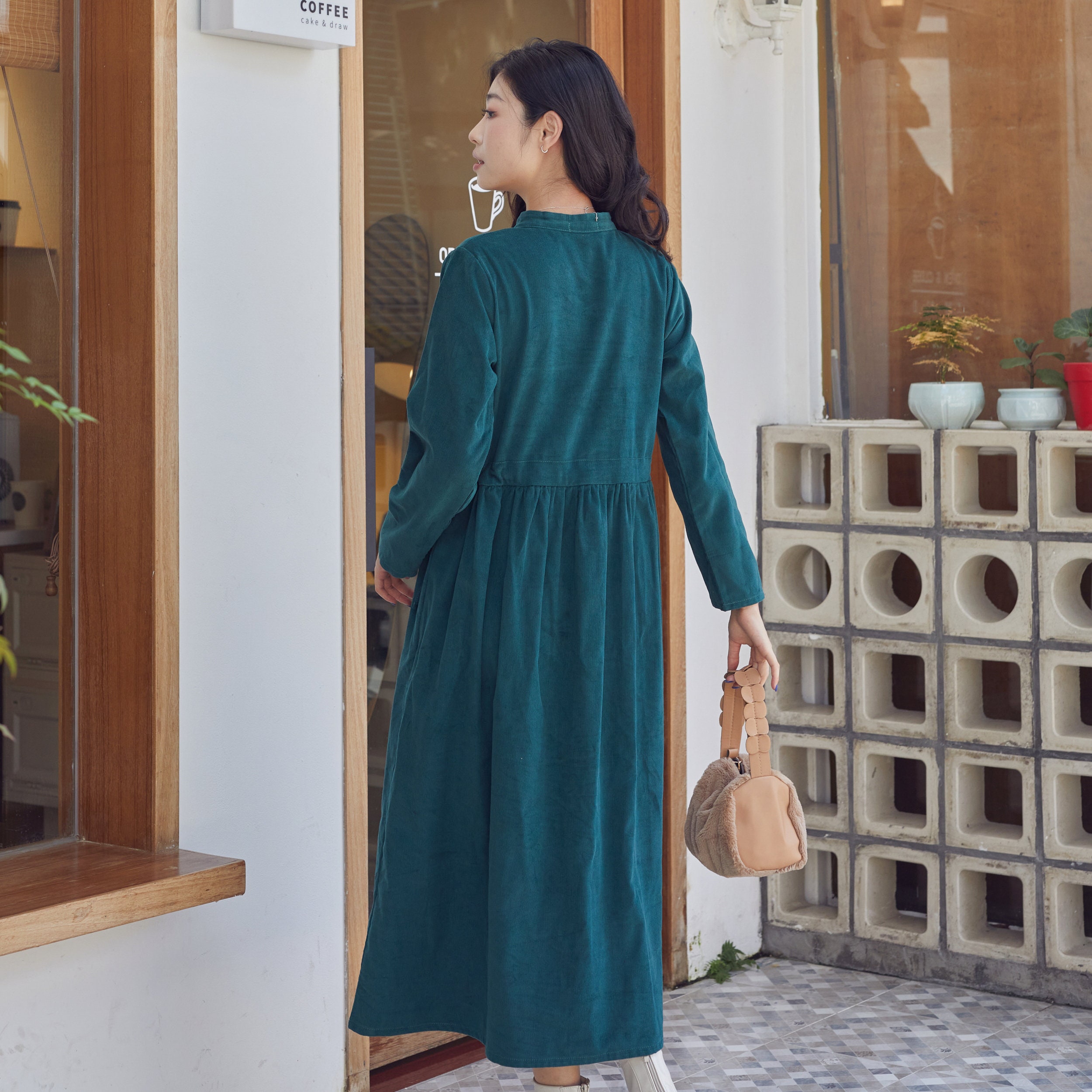 Winter/Fall 100%Cotton Corduroy Dress Long Sleeves Midi Dress Loose Thicker Warm Buttons Shirt Collar Dress Customized Plus Waistline Dress Winter/Fall 100%Cotton Corduroy Dress Long Sleeves Midi Dress Loose Thicker Warm Buttons Shirt Collar Dress Customized Plus Waistline Dress