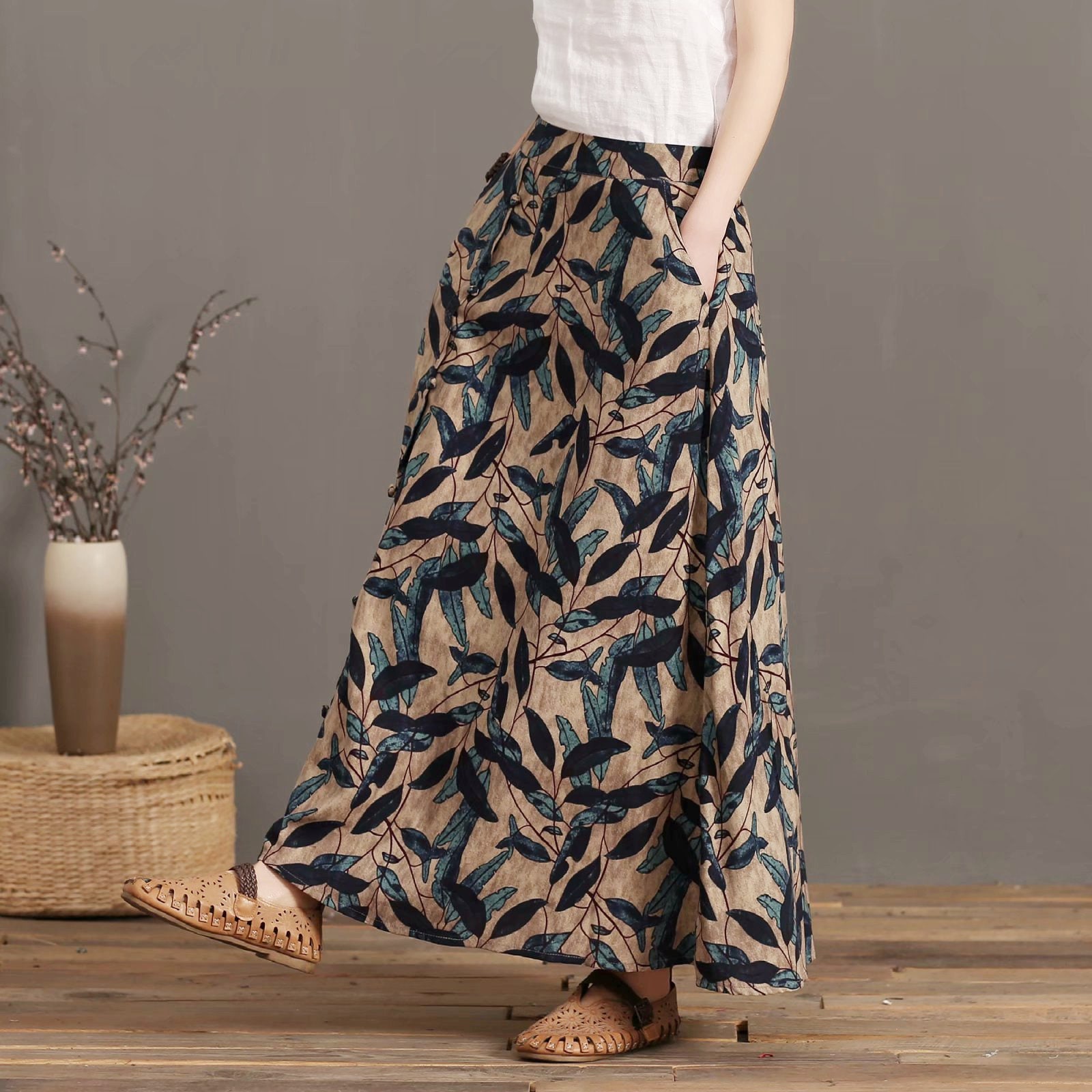 Printed Summer Cotton Skirts Aline Pleated Elastic Waist Etsy