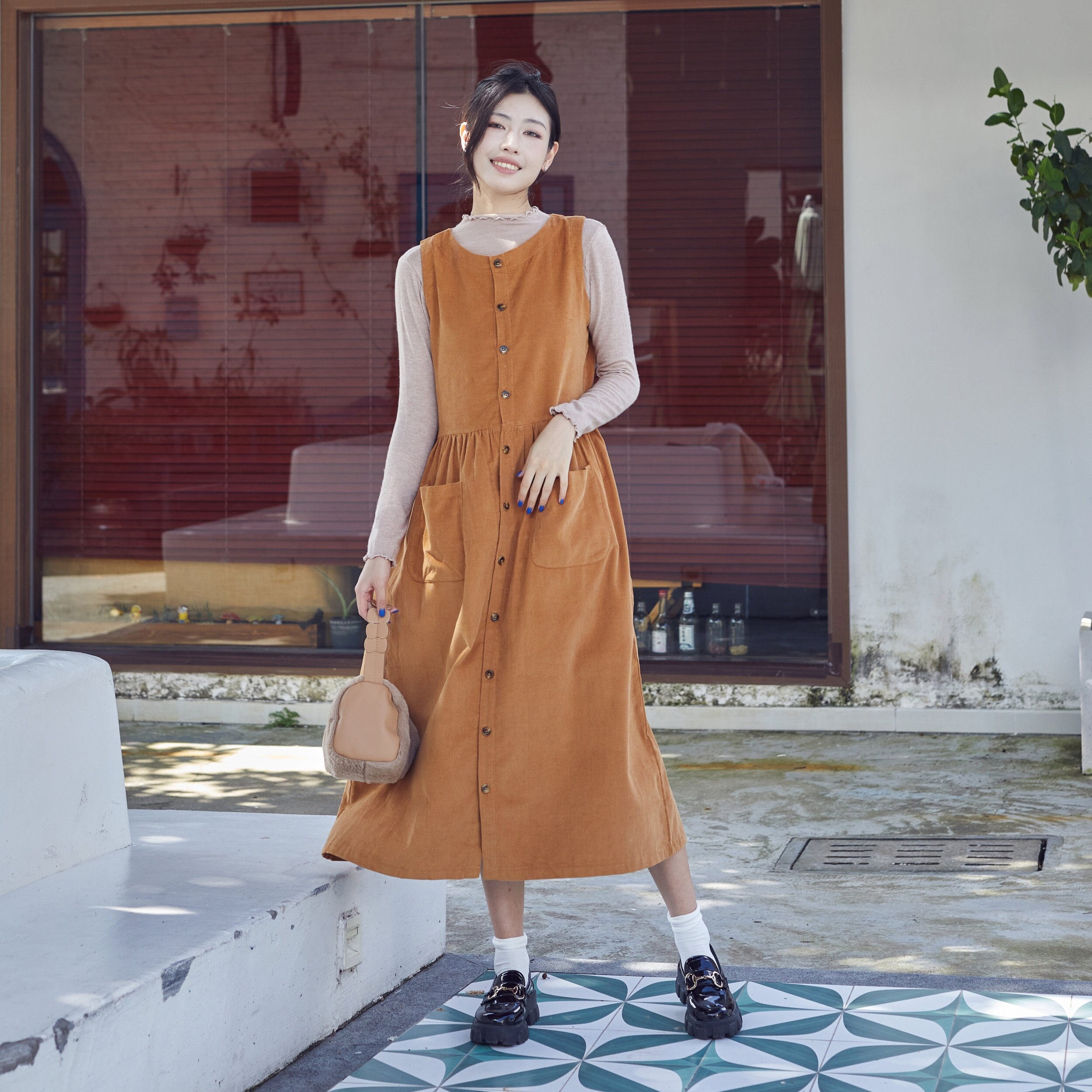 rust brown color dress Colimbine Summer Rust Brown Cotton layer Midi Dress main image 1