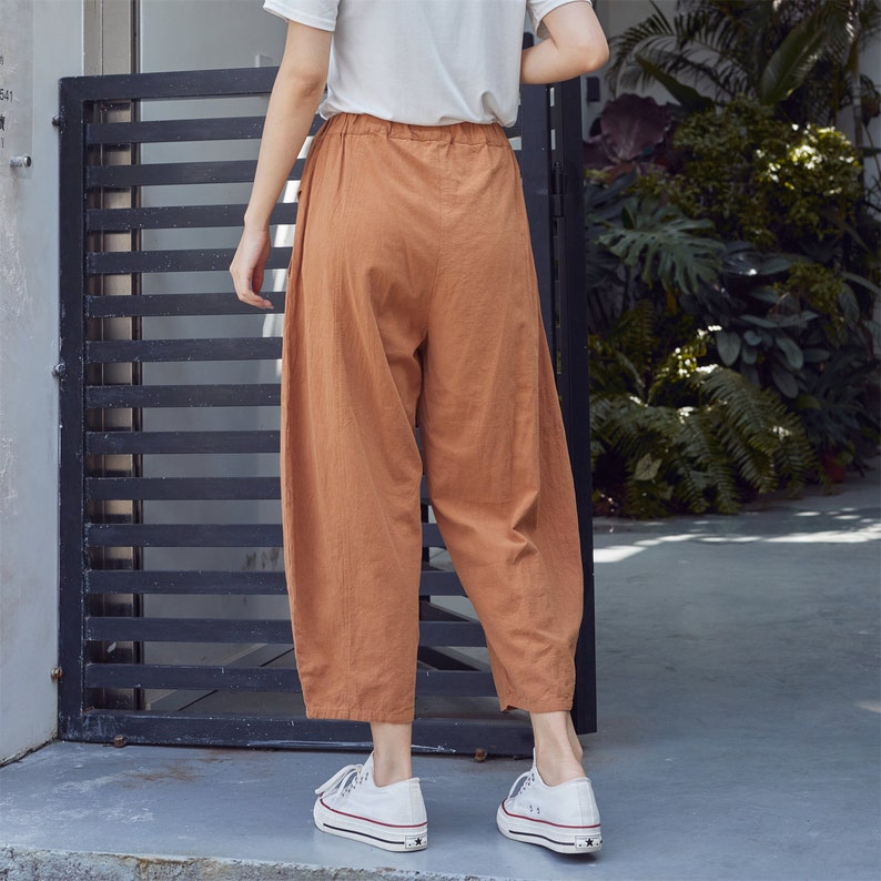 Breathable Cotton Wide Leg Pants With Elastic Waistband Summer Print For Women Casual Comfort main image 1