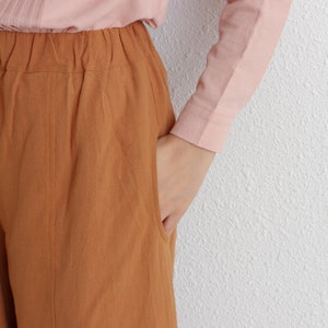 Summer Women Elastic Waist Cotton Pants Soft Casual Loose Boho Trousers Wide Leg Pant Customized Plus Size Pants Linen Spring Pant image 9