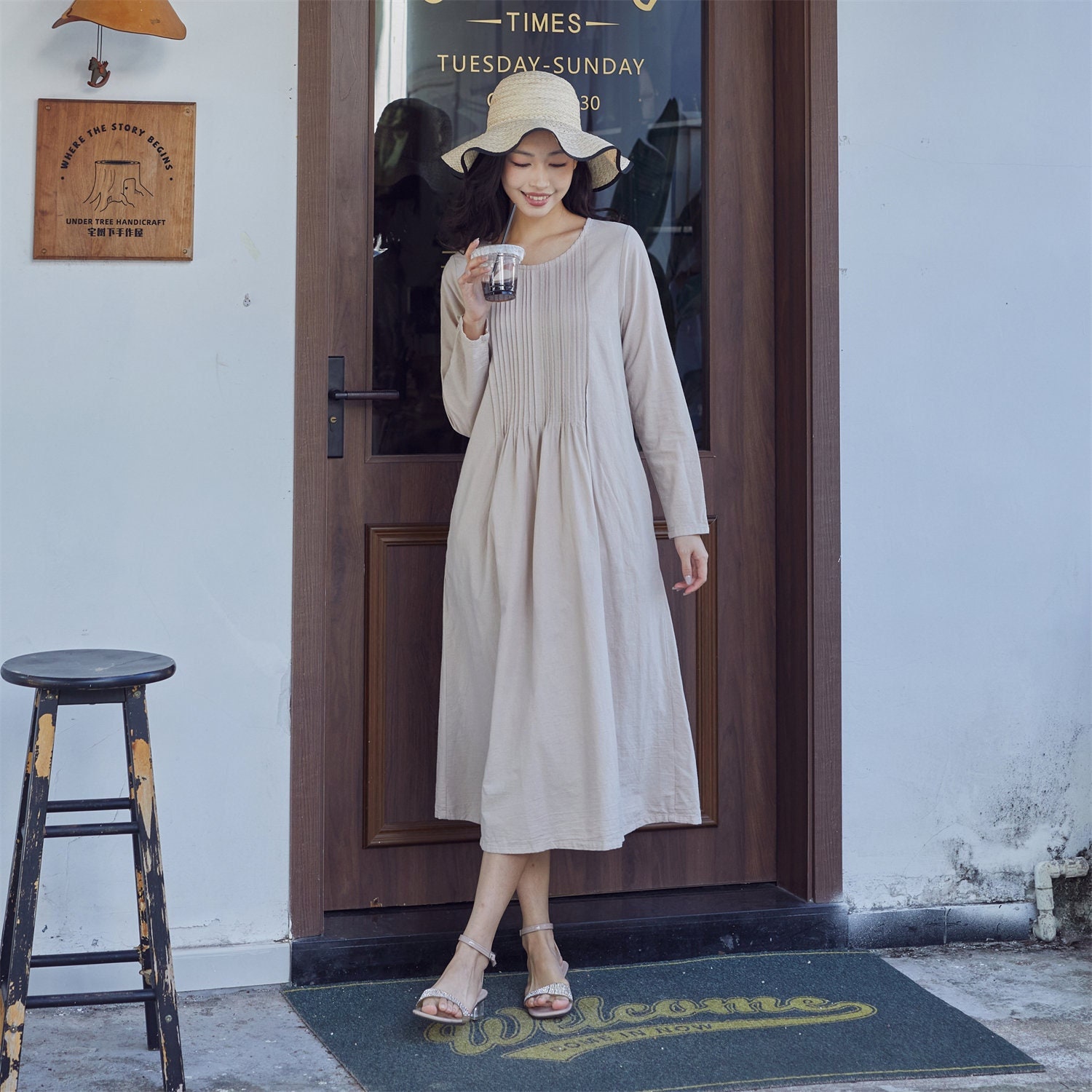 New Design Cotton Dress Shirt Casual Loose Dress Tunics Long