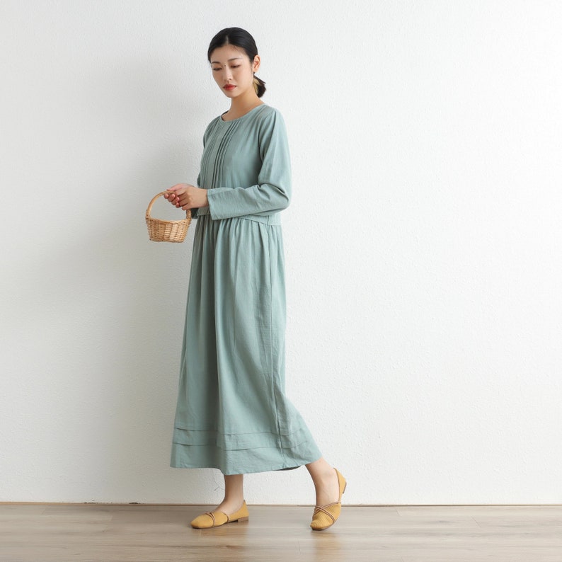 Women Cotton Dress Soft Casual Loose Robes Long Sleeves Shift - Etsy