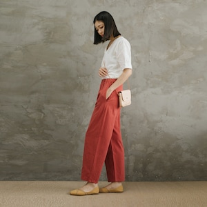 Summer Women Elastic Waist Cotton Pants Soft Casual Loose Boho Trousers Wide Leg Pant Customized Plus Size Pants Linen Spring Pant image 6