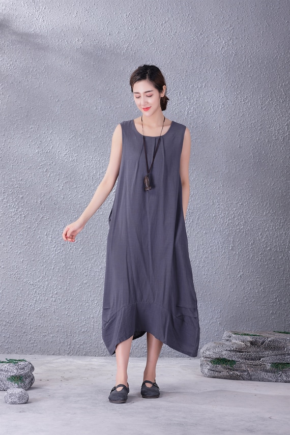 Clearance Summer Cotton Sleeveless Dress Casual Loose Soft Dresses