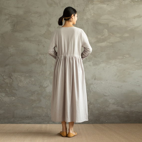 xs fall dresses SZXZYGS Womens Fall Dresses 2024 Xs Women Fashion Boho Maxi Dress V Neck  Long Sleeve Flowy Slit Wedding Party Dresses Womens Fall Dresses Midi 2023