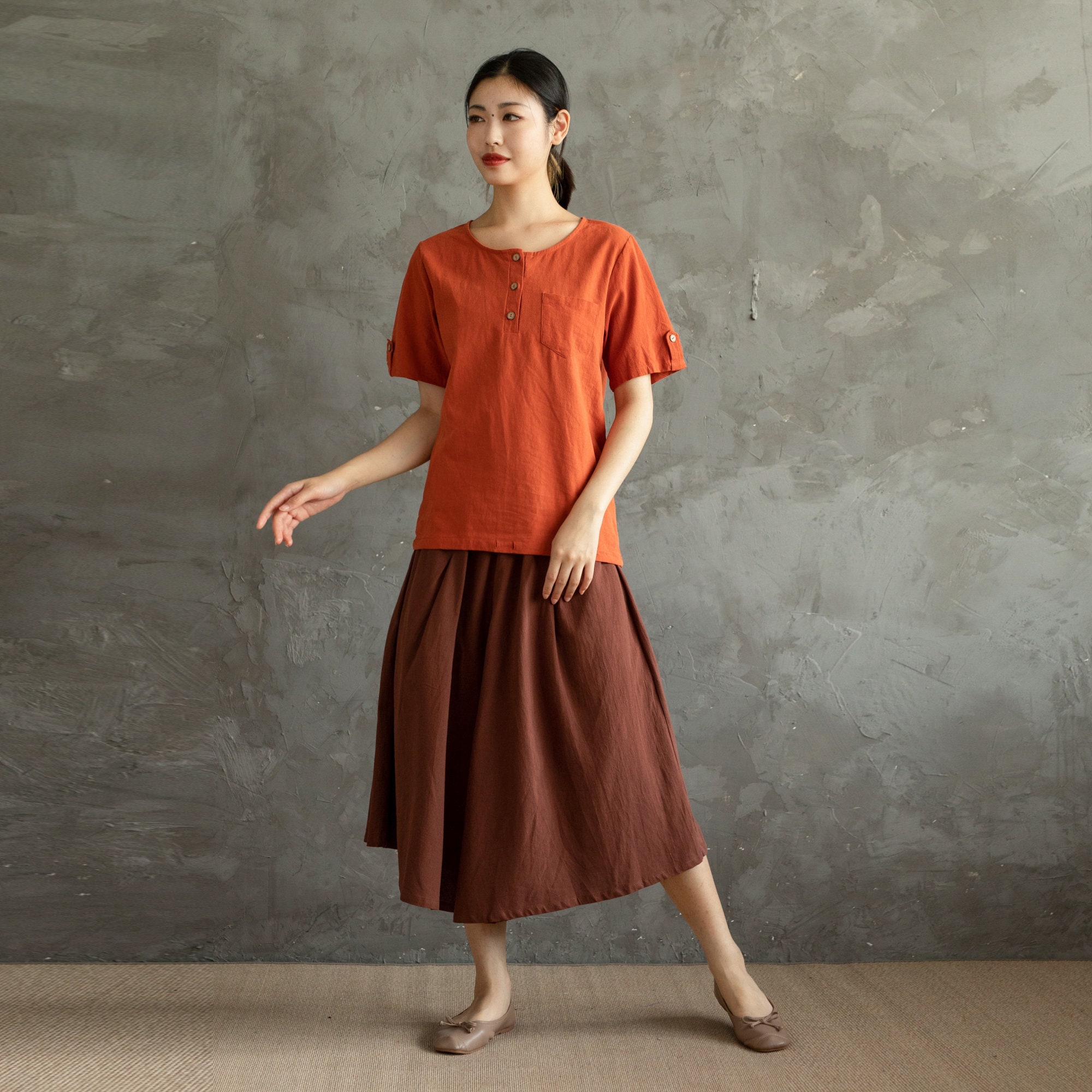 Summer Cotton Tops Short Sleeves Blouse Casual Loose Kimono - Etsy
