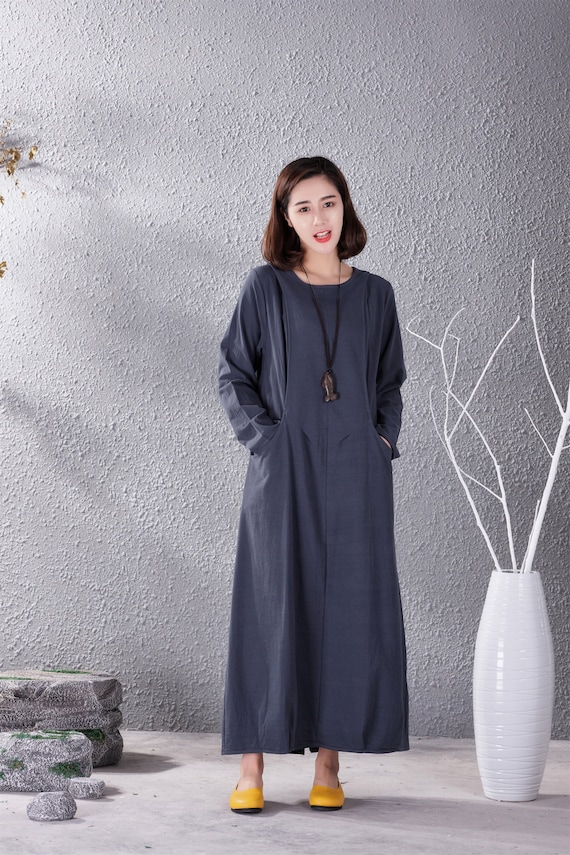 Clearance Spring Fall Dress Cotton Dress Casual Loose Soft Dresses Long  Sleeves Maxi Dress Warm Homewear - Etsy Canada