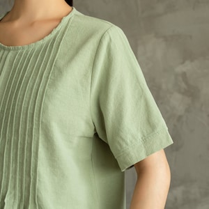 Summer Cotton Tops Short Sleeves Blouse Casual Loose Kimono Customized Shirt Top Hand Made Plus Size Clothes Linen Women image 9