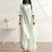 Women Cotton Dress Soft Casual Loose Robes Long Sleeves Shift Dress Boho Maxi Dresses Customized Dress Plus Size Clothing Linen