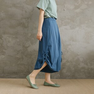 Summer Elastic Waist Cotton Pants Soft Casual Loose Cropped Pant Midi Trousers Wide Leg Skirt Pant Customized Plus Size Pants Linen image 5