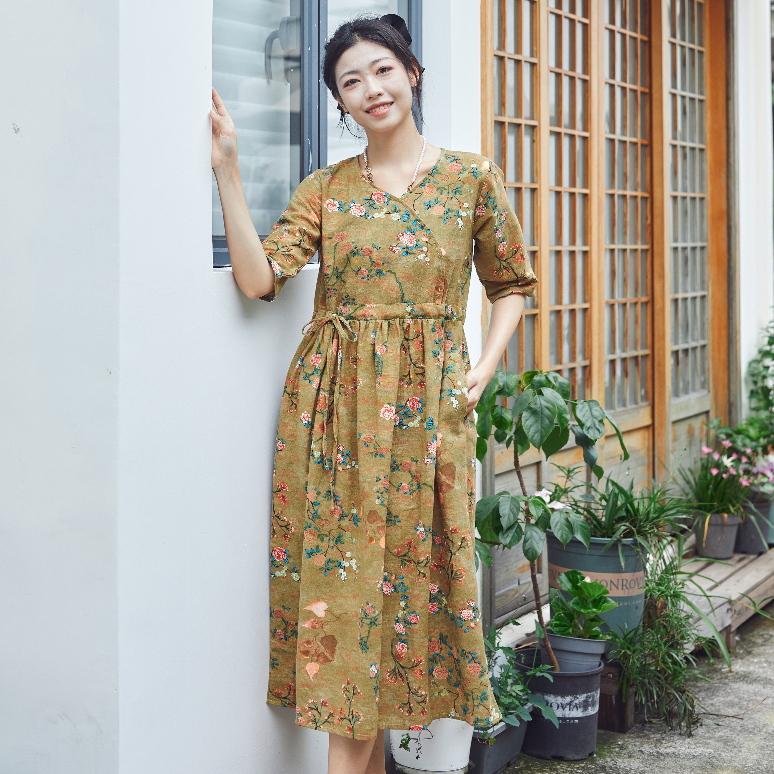 Dress Empire Waist Flower Print - Etsy Dress Empire Waist Flower Print - Etsy