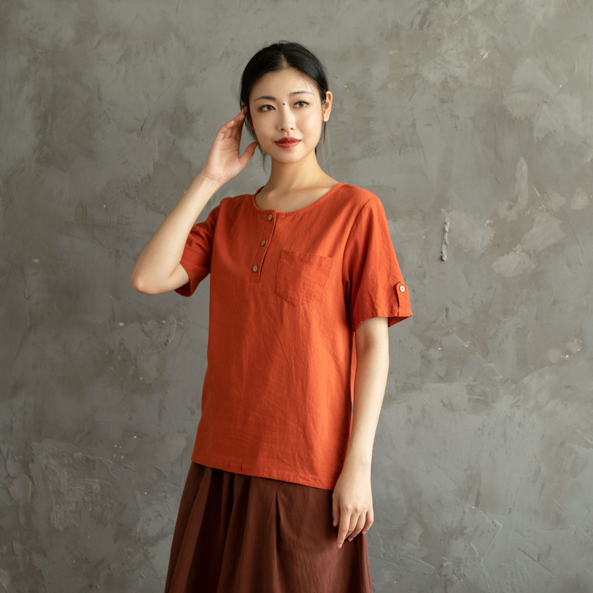 Summer Cotton Tops Short Sleeves Blouse Casual Loose Kimono - Etsy