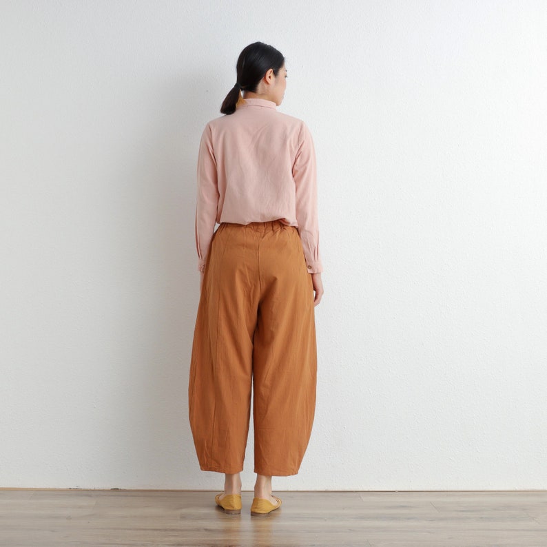 Summer Women Elastic Waist Cotton Pants Soft Casual Loose Boho Trousers Wide Leg Pant Customized Plus Size Pants Linen Spring Pant image 8