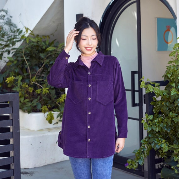Winter/Fall 100%Cotton Corduroy Coat Blouse Long Sleeves Cardigan Dress Loose Buttons Shirt Collar Coat Customized Plus Size Corduroy Jacket