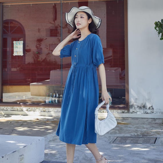 blue denim dress ** SIZE UP** Lace Back 23.0 Hips Burgundy Dress Simple Elegant High Cover 2025 w13 Size:US 7.5 | EU 40