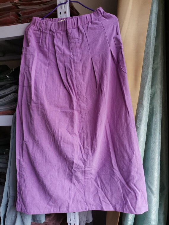 Summer Cotton Skirts Aline Pleated Casual Loose Elastic Waist Etsy