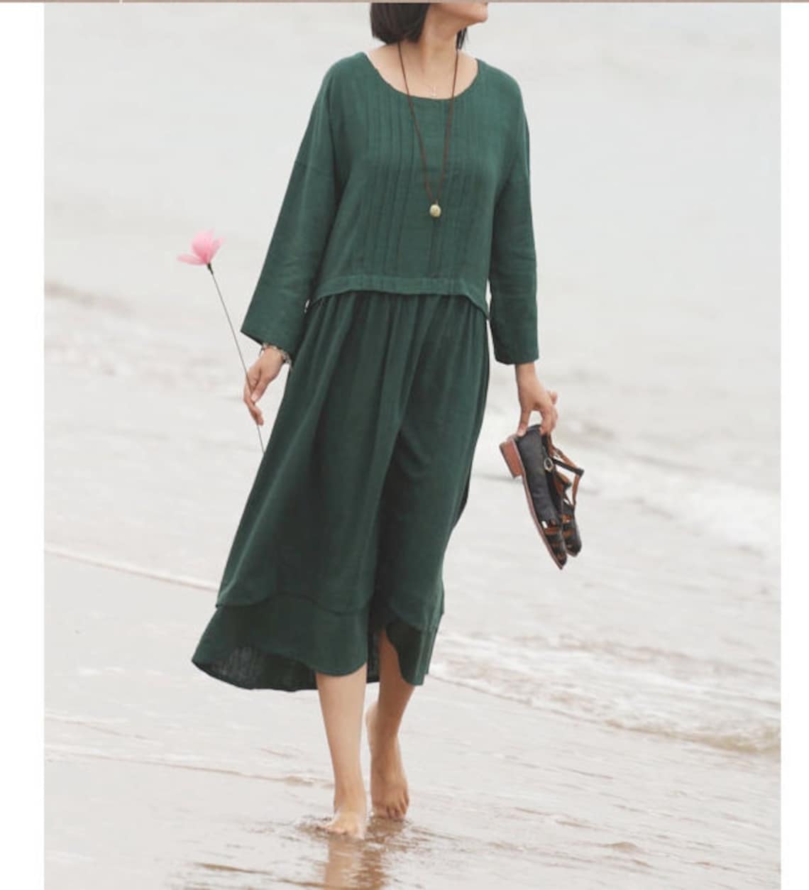 Women Long Sleeves Cotton Dress Soft Casual Loose Tunics Shirt - Etsy