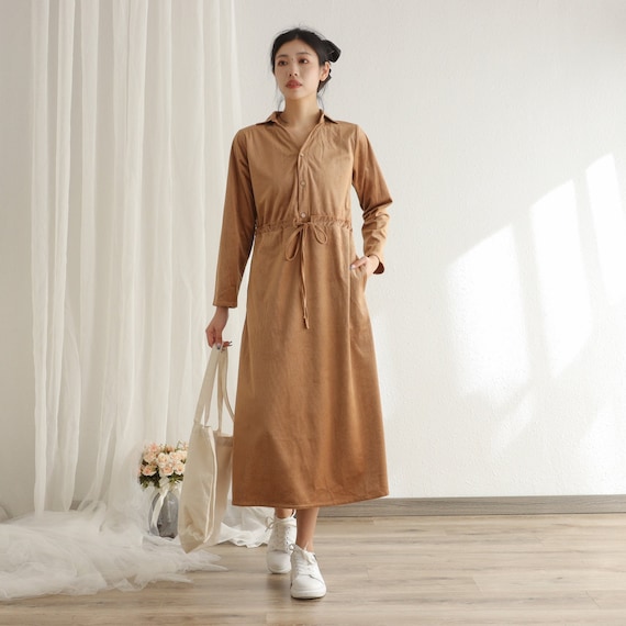 Women Soft Corduroy Dress Shirt Velvet Dress Long Sleeve Robe Party Dress  Midi Dress Custom Dress Plus Size Dress Spring Winter Fall Dress - Etsy  Israel