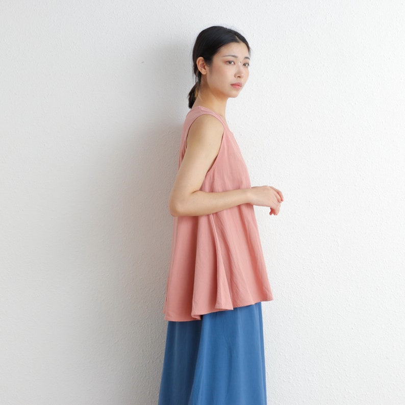 Summer Cotton Tops Shirt Sleevesless Blouse Irregular Casual Loose Kimono Customized Shirt Top Plus Size Clothes Linen image 6