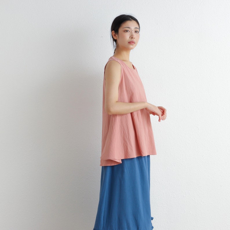 Summer Cotton Tops Shirt Sleevesless Blouse Irregular Casual Loose Kimono Customized Shirt Top Plus Size Clothes Linen image 4