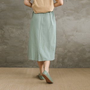 Summer Cotton Skirts A-line Pleated Elastic Waist Skirt Flared Casual Loose Midi Skirts Customized Plus Size Skirt Boho Linen image 6