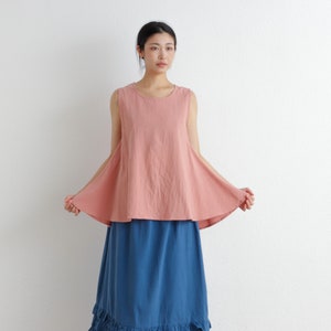 Summer Cotton Tops Shirt Sleevesless Blouse Irregular Casual Loose Kimono Customized Shirt Top Plus Size Clothes Linen image 3