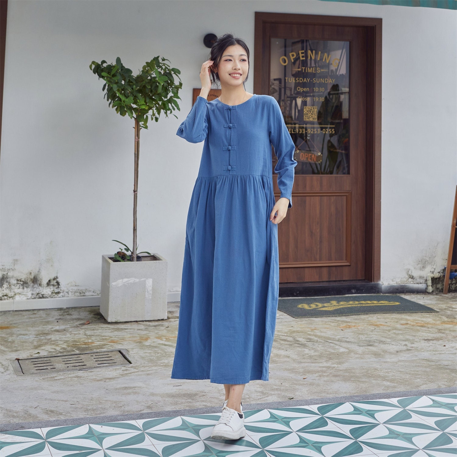 white christmas dresses Rungolee Cecilia Cotton Full Sleeve Dress | Female | Size M main image 1