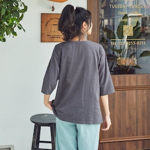 Women's Summer Cotton Tops Half Sleeves Blouse Casual Loose Kimono Customized Shirt Top Hand Made Plus Size Clothes Linen image 7