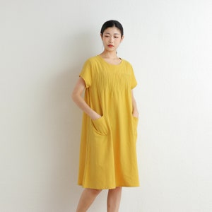Summer Cotton Dress Shirt Casual Loose Dress Tunics Short Sleeves Robes Knee Dresses Customized Dress Plus Size Clothing Linen image 5