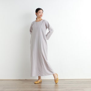 Women Cotton Dress Soft Casual Loose Robes Long Sleeves Shift Dress Boho Maxi Dresses Customized Dress Plus Size Clothing Linen Dress image 5