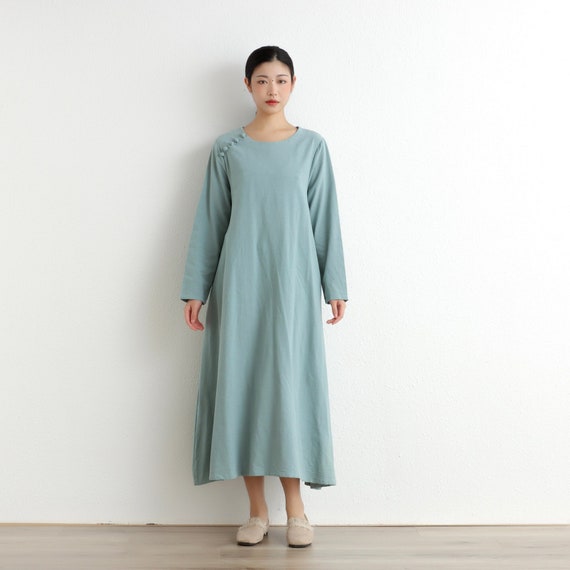 navy blue dress for baby girl safuny Women's Maxi A Line Dress Solid Color V Neck Holiday Long Sleeve  Elegant Casual Daily Comfy Trendy Dresses Black M