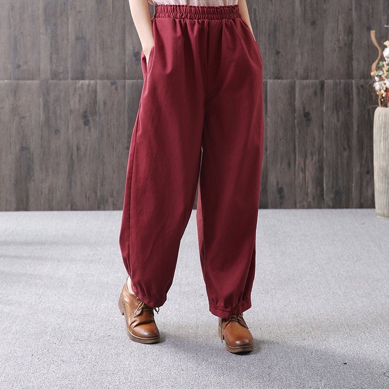 【BAON】[unisex] Buten pin tuck cotton wide pants Hudson Tie-Waist Pintucked Linen Trouser Pants | Anthropologie